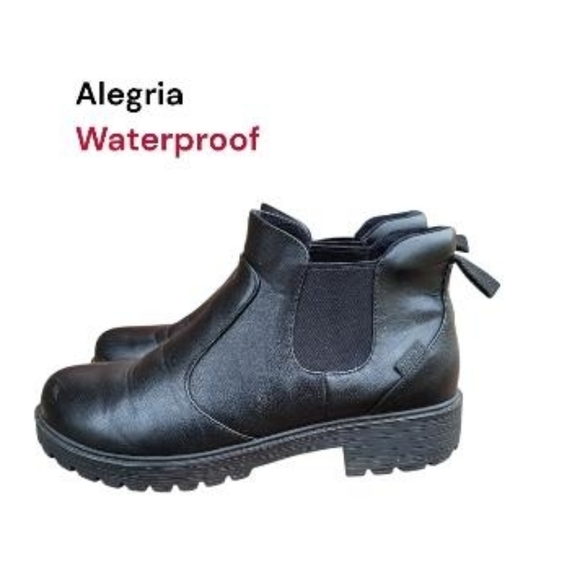 42 Alegria Waterproof Rowen Black Leather Chelsea Ankle Boot Shoe Women 11.5 12 - Picture 3 of 16